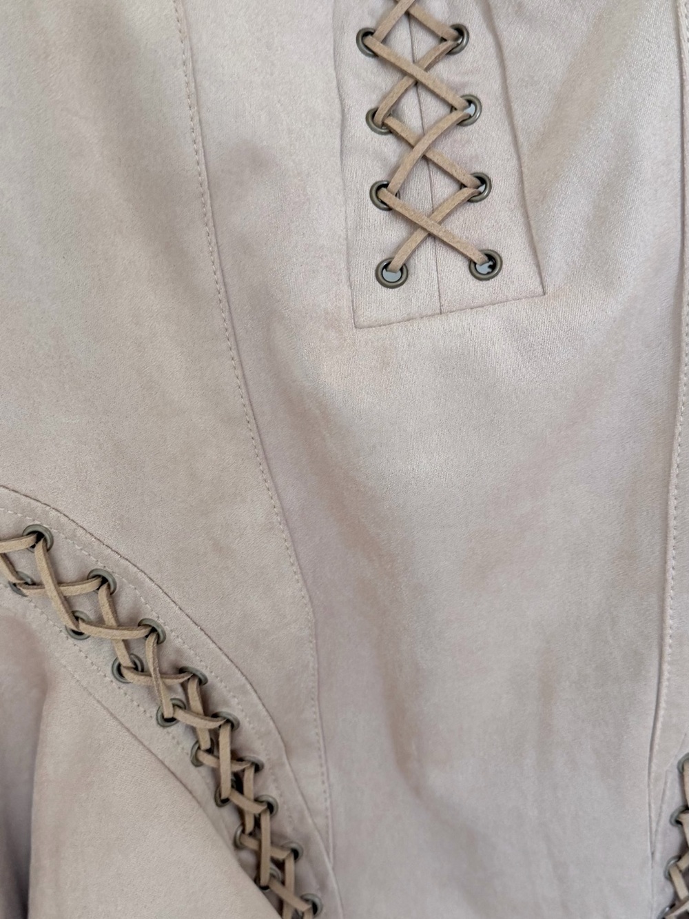 Oh Polly Beige Lace-Up Bustier Mini Dress - Picture 3 of 7